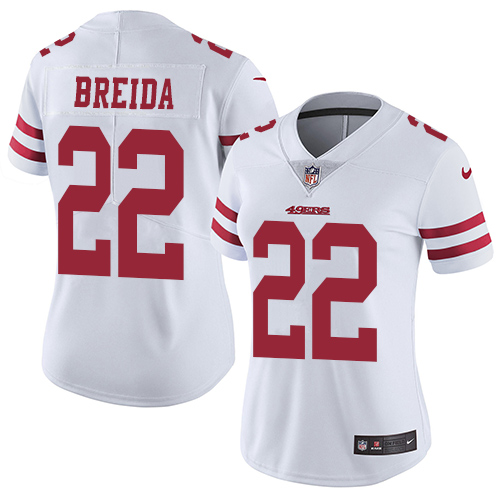 Women's Nike San Francisco 49ers #22 Matt Breida White Vapor Untouchable Limited Player NFL Jersey