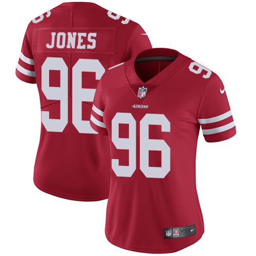 Women's Nike San Francisco 49ers #96 Datone Jones Red Team Color Vapor Untouchable Limited Player NFL Jersey