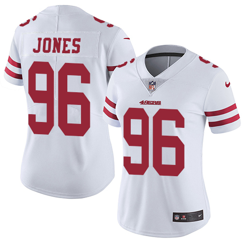 Women's Nike San Francisco 49ers #96 Datone Jones White Vapor Untouchable Elite Player NFL Jersey