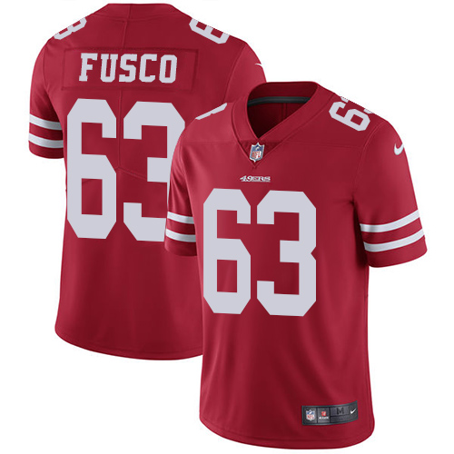Men's Nike San Francisco 49ers #63 Brandon Fusco Red Team Color Vapor Untouchable Limited Player NFL Jersey