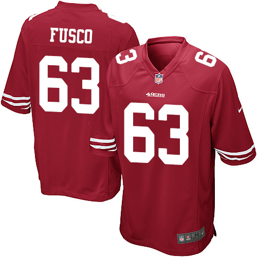Men's Nike San Francisco 49ers #63 Brandon Fusco Game Red Team Color NFL Jersey