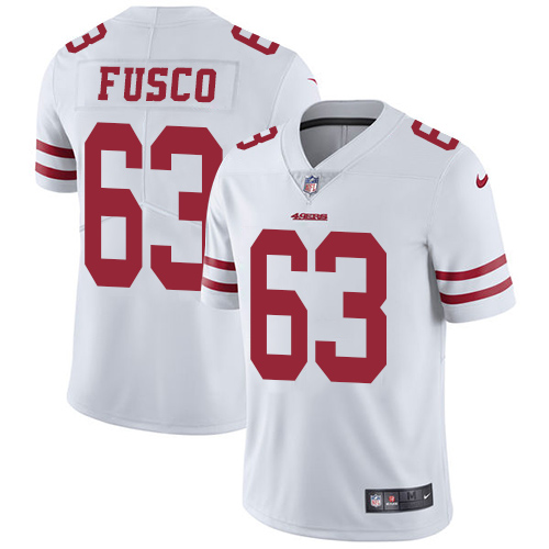 Men's Nike San Francisco 49ers #63 Brandon Fusco White Vapor Untouchable Limited Player NFL Jersey