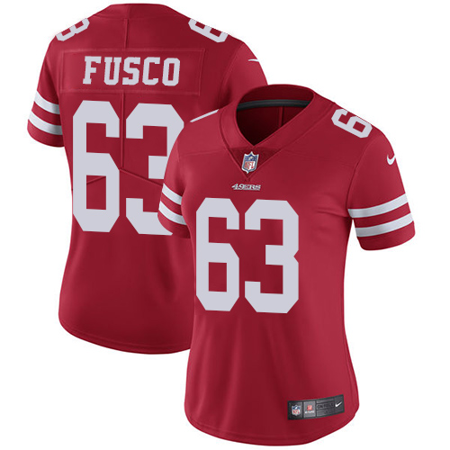 Women's Nike San Francisco 49ers #63 Brandon Fusco Red Team Color Vapor Untouchable Elite Player NFL Jersey