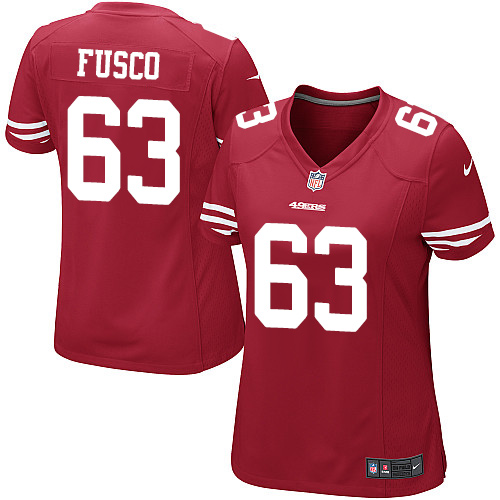 Women's Nike San Francisco 49ers #63 Brandon Fusco Game Red Team Color NFL Jersey