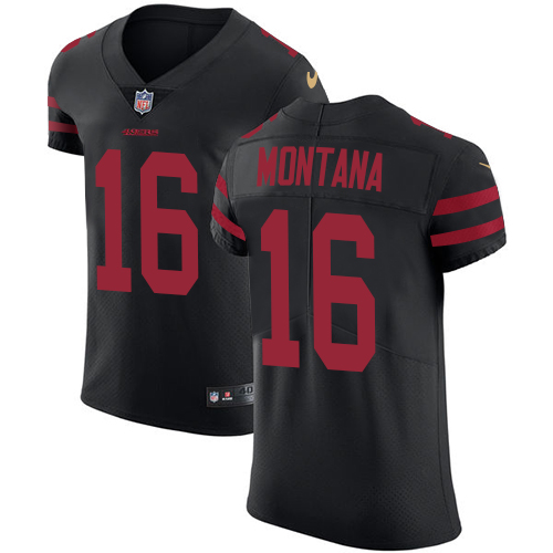 Men's Nike San Francisco 49ers #16 Joe Montana Black Alternate Vapor Untouchable Elite Player NFL Jersey