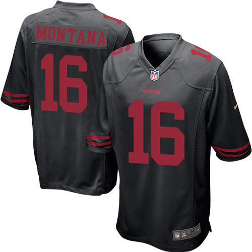 Men's Nike San Francisco 49ers #16 Joe Montana Game Black NFL Jersey