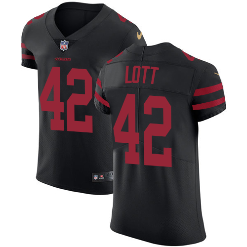 Men's Nike San Francisco 49ers #42 Ronnie Lott Black Alternate Vapor Untouchable Elite Player NFL Jersey