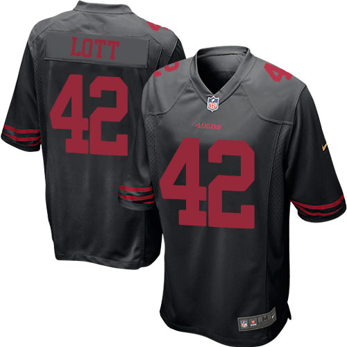 Men's Nike San Francisco 49ers #42 Ronnie Lott Game Black NFL Jersey