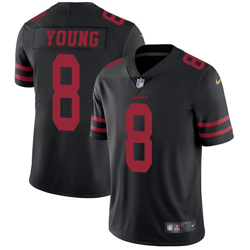 Men's Nike San Francisco 49ers #8 Steve Young Black Vapor Untouchable Limited Player NFL Jersey