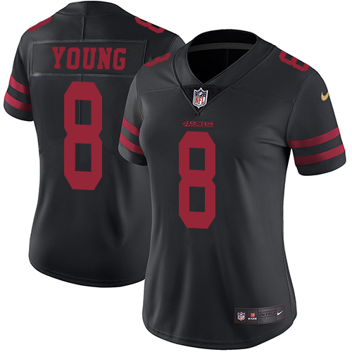 Women's Nike San Francisco 49ers #8 Steve Young Black Vapor Untouchable Limited Player NFL Jersey