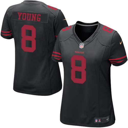 Women's Nike San Francisco 49ers #8 Steve Young Game Black NFL Jersey