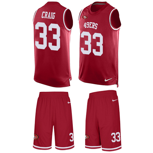 Men's Nike San Francisco 49ers #33 Roger Craig Limited Red Tank Top Suit NFL Jersey