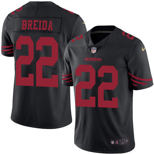 Men's Nike San Francisco 49ers #22 Matt Breida Limited Black Rush Vapor Untouchable NFL Jersey