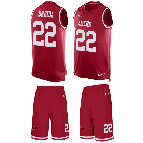 Men's Nike San Francisco 49ers #22 Matt Breida Limited Red Tank Top Suit NFL Jersey