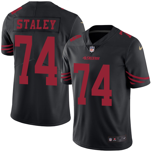 Men's Nike San Francisco 49ers #74 Joe Staley Elite Black Rush Vapor Untouchable NFL Jersey
