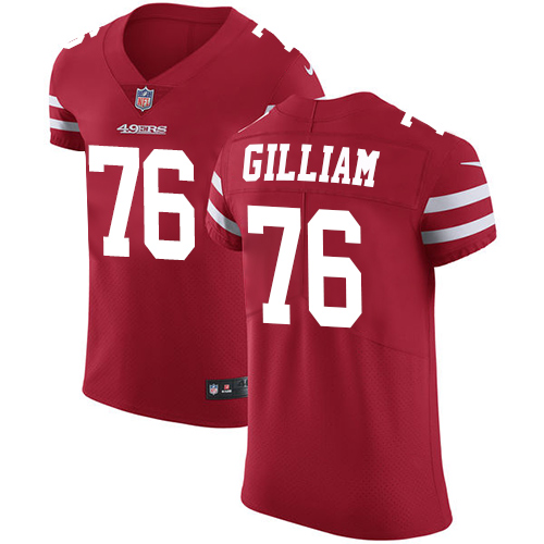 Men's Nike San Francisco 49ers #76 Garry Gilliam Red Team Color Vapor Untouchable Elite Player NFL Jersey