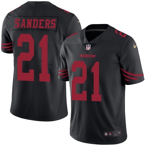 Men's Nike San Francisco 49ers #21 Deion Sanders Limited Black Rush Vapor Untouchable NFL Jersey