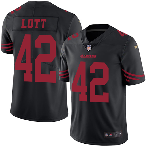 Men's Nike San Francisco 49ers #42 Ronnie Lott Limited Black Rush Vapor Untouchable NFL Jersey