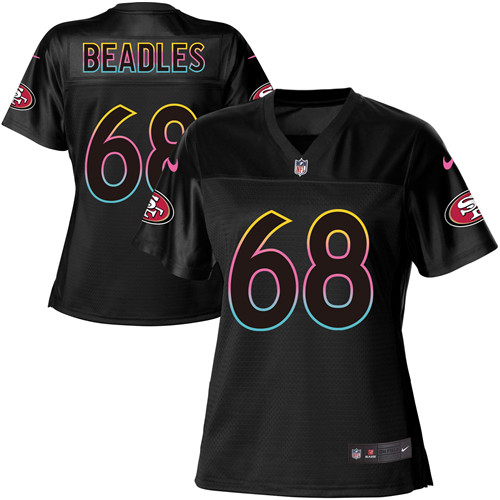 Women's Nike San Francisco 49ers #68 Zane Beadles Game Black Fashion NFL Jersey