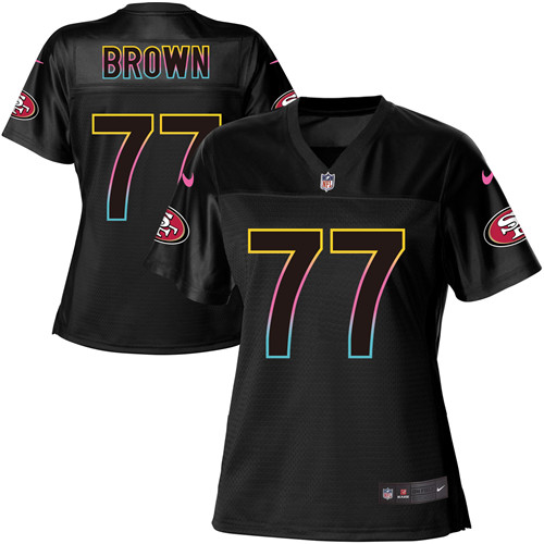 Women's Nike San Francisco 49ers #77 Trent Brown Game Black Fashion NFL Jersey