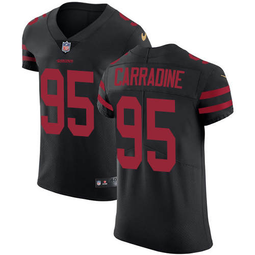 Men's Nike San Francisco 49ers #95 Tank Carradine Black Alternate Vapor Untouchable Elite Player NFL Jersey