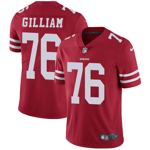 Youth Nike San Francisco 49ers #76 Garry Gilliam Red Team Color Vapor Untouchable Elite Player NFL Jersey