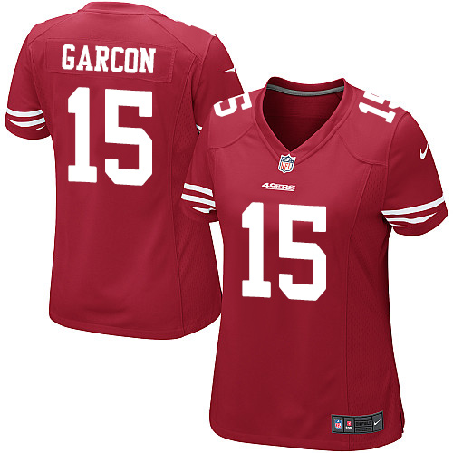 Women's Nike San Francisco 49ers #15 Pierre Garcon Game Red Team Color NFL Jersey