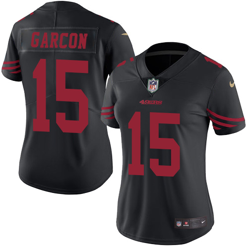Women's Nike San Francisco 49ers #15 Pierre Garcon Limited Black Rush Vapor Untouchable NFL Jersey