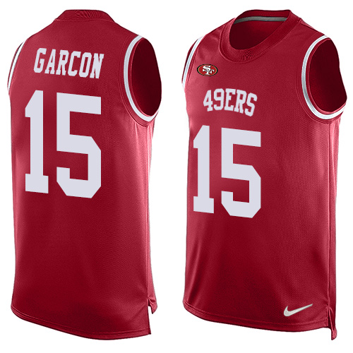Men's Nike San Francisco 49ers #15 Pierre Garcon Limited Red Player Name & Number Tank Top NFL Jersey