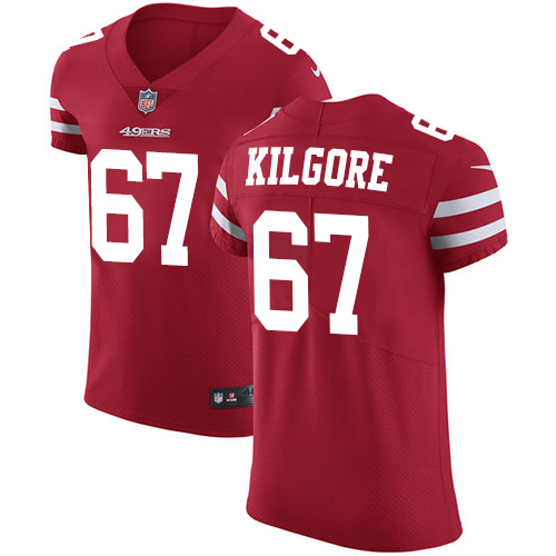 Men's Nike San Francisco 49ers #67 Daniel Kilgore Red Team Color Vapor Untouchable Elite Player NFL Jersey