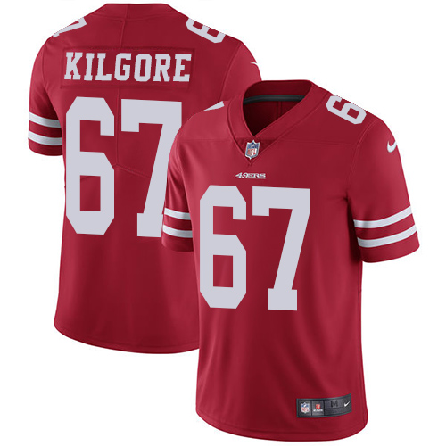 Men's Nike San Francisco 49ers #67 Daniel Kilgore Red Team Color Vapor Untouchable Limited Player NFL Jersey
