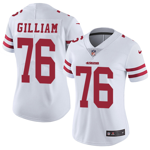 Women's Nike San Francisco 49ers #76 Garry Gilliam White Vapor Untouchable Limited Player NFL Jersey