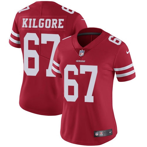 Women's Nike San Francisco 49ers #67 Daniel Kilgore Red Team Color Vapor Untouchable Elite Player NFL Jersey