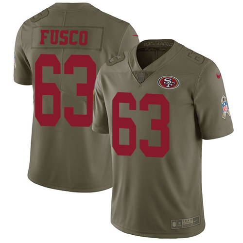 Youth Nike San Francisco 49ers #63 Brandon Fusco Limited Green Salute to Service NFL Jersey