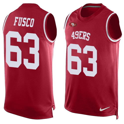 Men's Nike San Francisco 49ers #63 Brandon Fusco Limited Red Player Name & Number Tank Top NFL Jersey