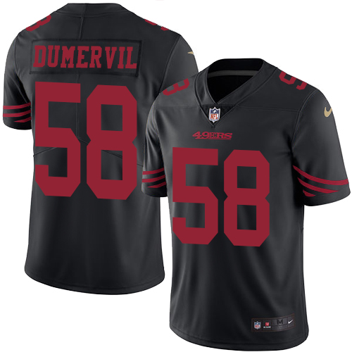 Men's Nike San Francisco 49ers #58 Elvis Dumervil Limited Black Rush Vapor Untouchable NFL Jersey