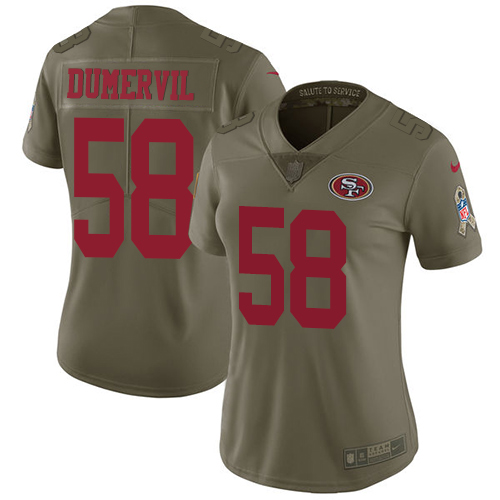 Women's Nike San Francisco 49ers #58 Elvis Dumervil Limited Green Salute to Service NFL Jersey