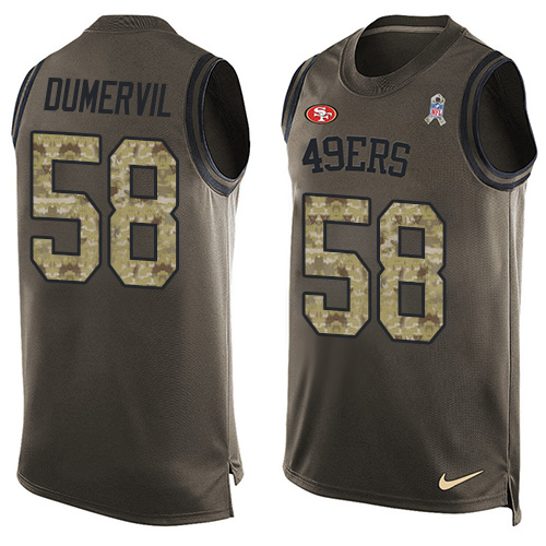 Men's Nike San Francisco 49ers #58 Elvis Dumervil Limited Green Salute to Service Tank Top NFL Jersey