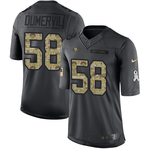 Men's Nike San Francisco 49ers #58 Elvis Dumervil Limited Black 2016 Salute to Service NFL Jersey