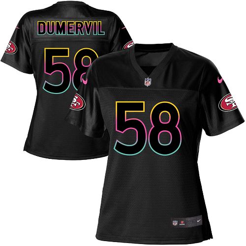 Women's Nike San Francisco 49ers #58 Elvis Dumervil Game Black Fashion NFL Jersey