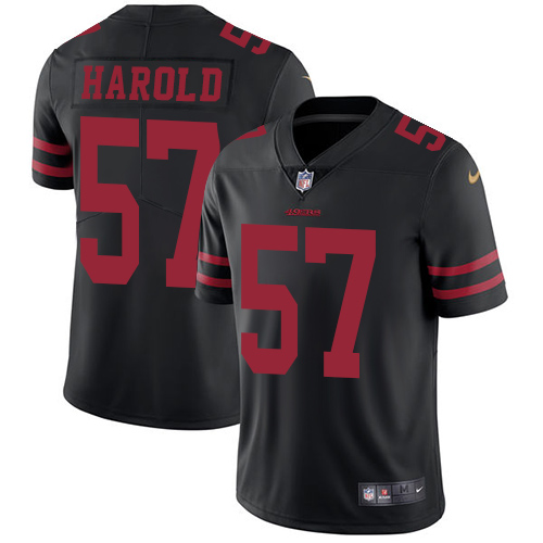 Men's Nike San Francisco 49ers #57 Eli Harold Black Vapor Untouchable Limited Player NFL Jersey
