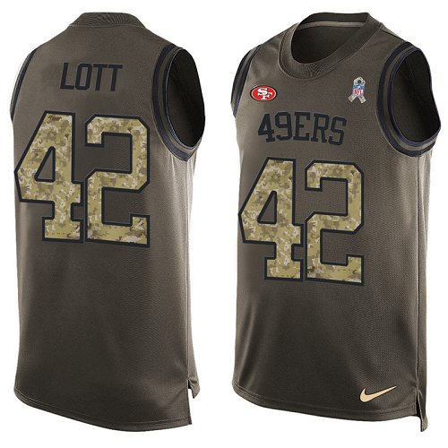 Men's Nike San Francisco 49ers #42 Ronnie Lott Limited Green Salute to Service Tank Top NFL Jersey
