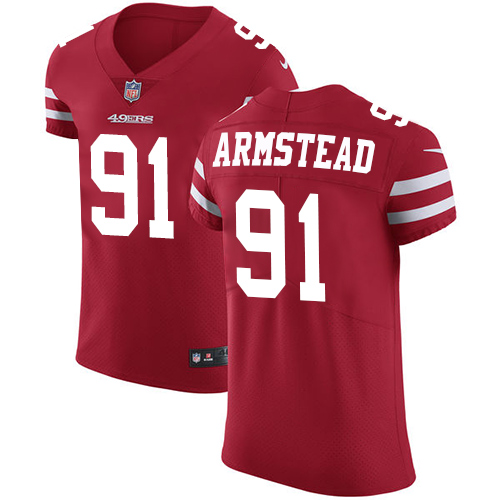 Men's Nike San Francisco 49ers #91 Arik Armstead Red Team Color Vapor Untouchable Elite Player NFL Jersey