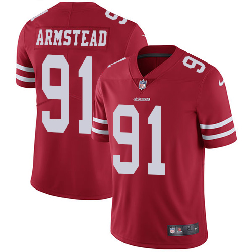 Men's Nike San Francisco 49ers #91 Arik Armstead Red Team Color Vapor Untouchable Limited Player NFL Jersey