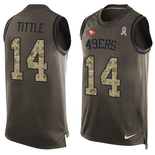 Men's Nike San Francisco 49ers #14 Y.A. Tittle Limited Green Salute to Service Tank Top NFL Jersey