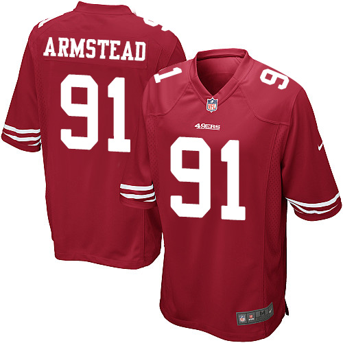 Men's Nike San Francisco 49ers #91 Arik Armstead Game Red Team Color NFL Jersey
