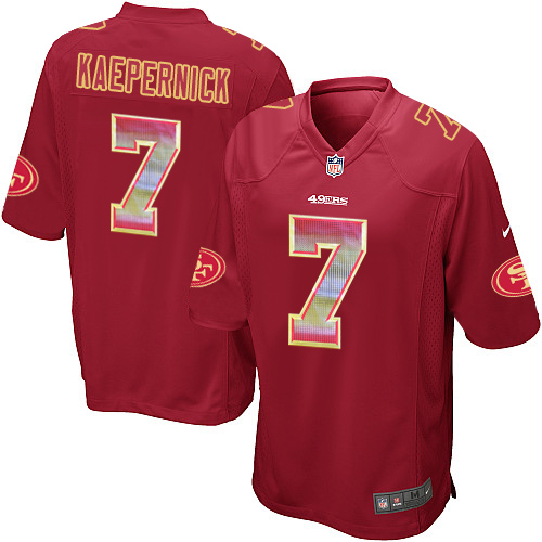 Men's Nike San Francisco 49ers #7 Colin Kaepernick Limited Red Strobe NFL Jersey