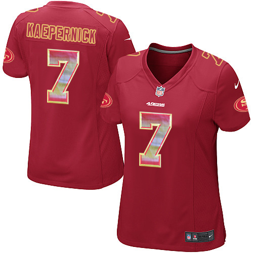 Women's Nike San Francisco 49ers #7 Colin Kaepernick Limited Red Strobe NFL Jersey