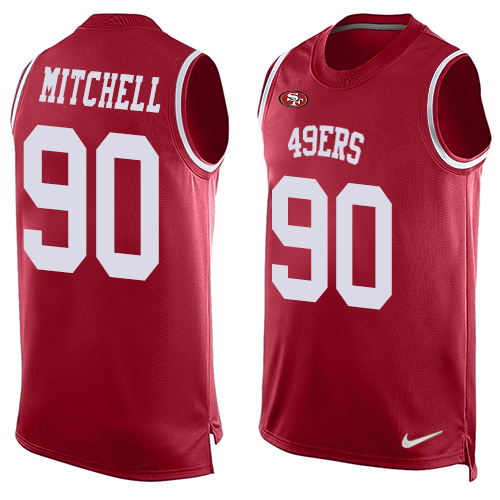 Men's Nike San Francisco 49ers #90 Earl Mitchell Limited Red Player Name & Number Tank Top NFL Jersey