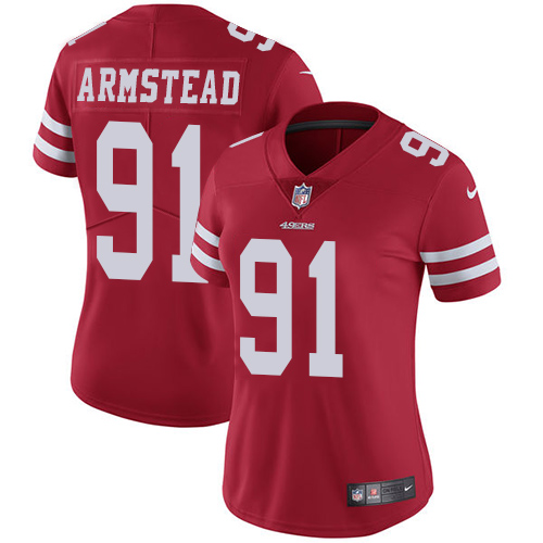 Women's Nike San Francisco 49ers #91 Arik Armstead Red Team Color Vapor Untouchable Limited Player NFL Jersey